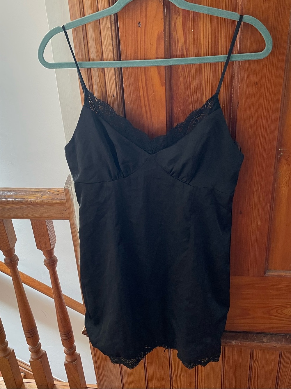 Princess Polly Sz 8 Black Lace Trim Slip Dress - Spaghetti Strap